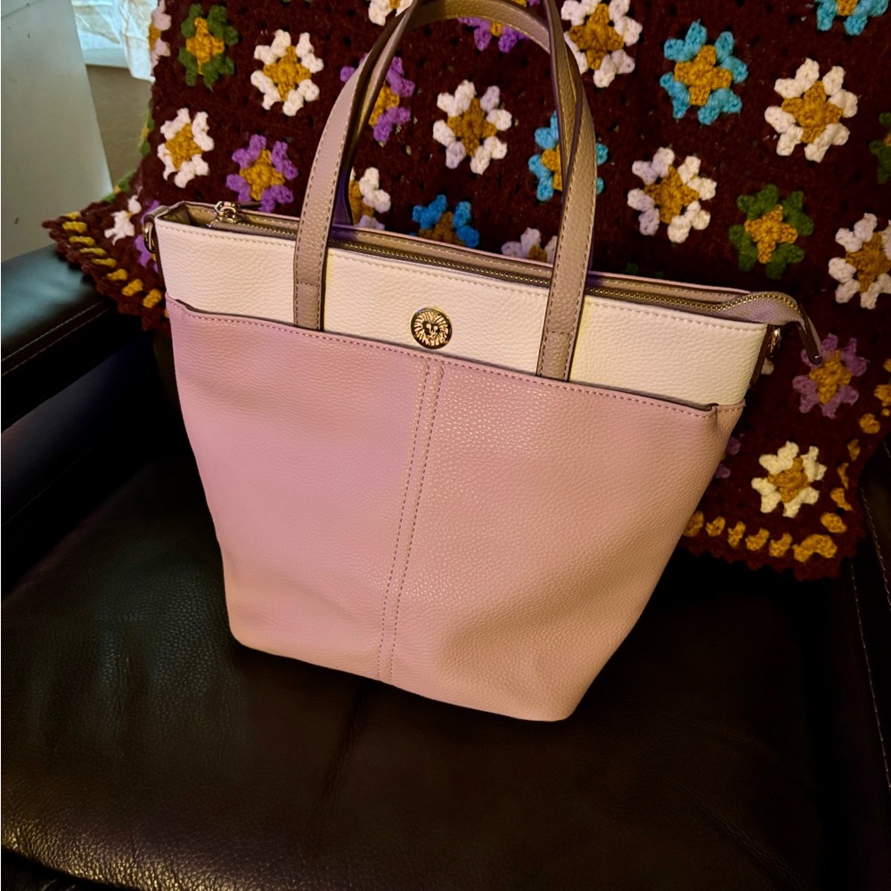 Anne Klein, Pink and white Tote Bag.